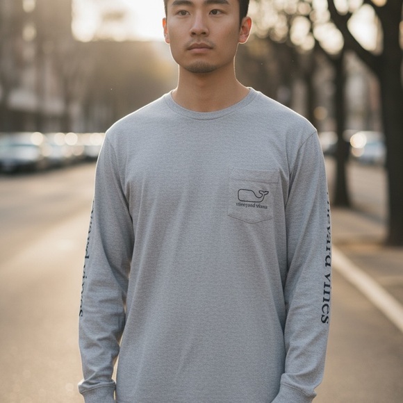 Vineyard Vines Men's Light Gray Long Sleeve Tee large - Picture 1 of 10